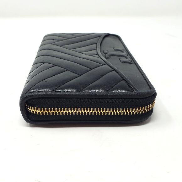 Tory Burch Alexa Zip Around Continental Leather Wallet Geometric Quilted Black - Picture 5 of 10